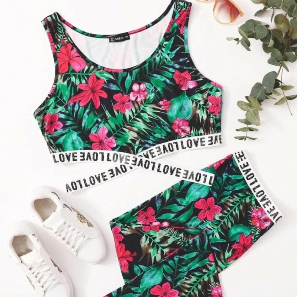 SHEIN Tropical print set